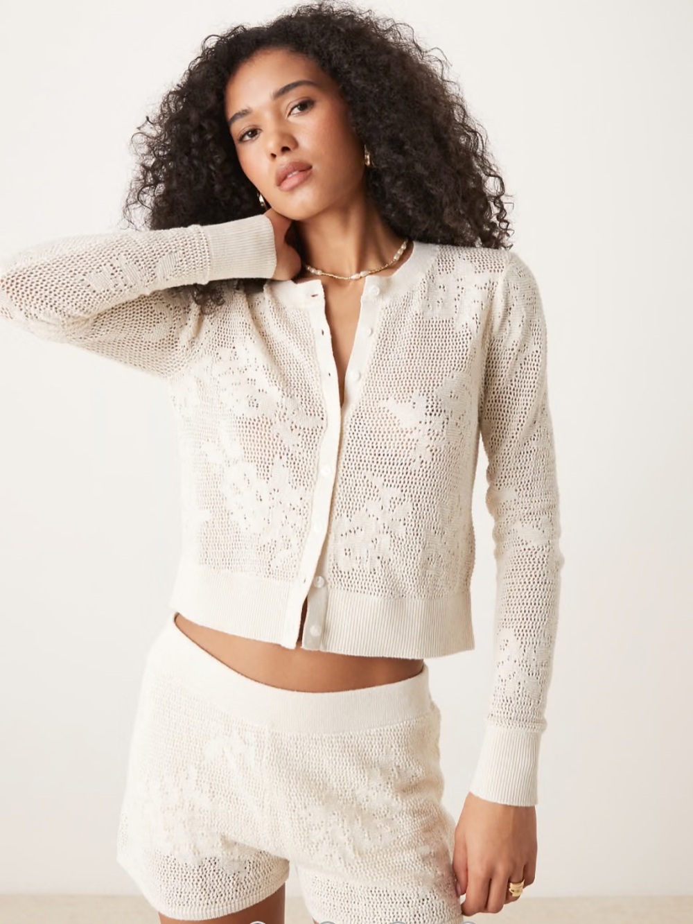 Abercrombie Knit Crochet Cardigan & Shorts Set - Picture 2 of 14